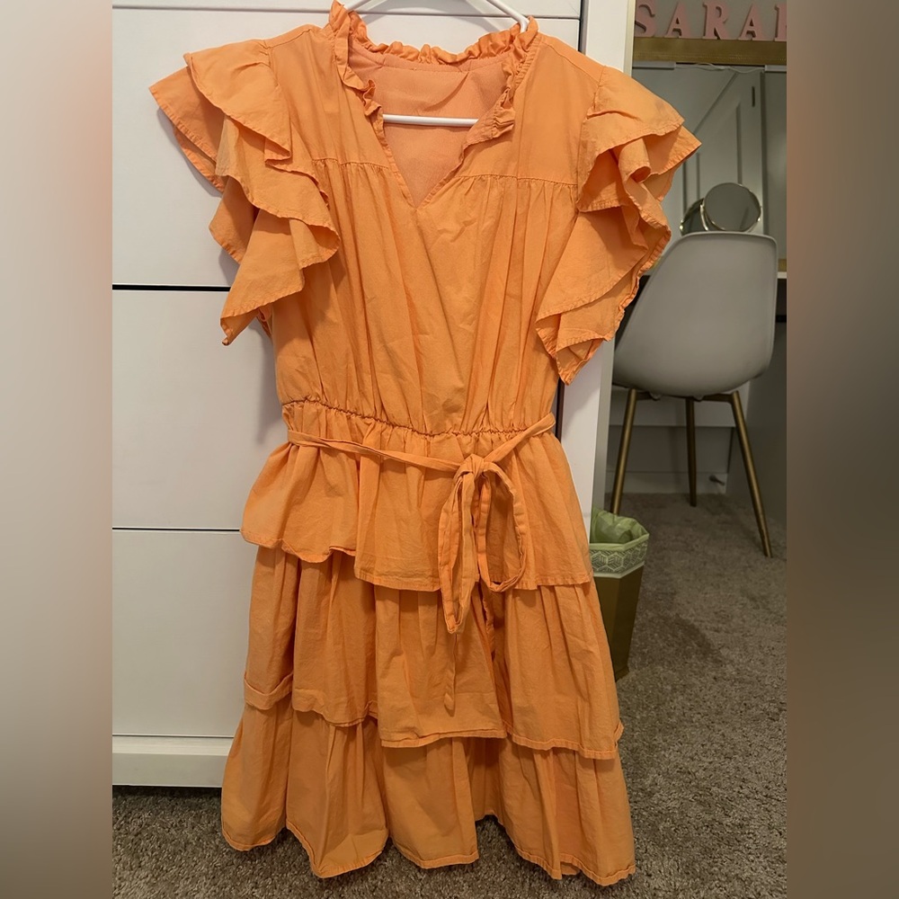 Orange Ruffle Dress - Picture 2 of 5